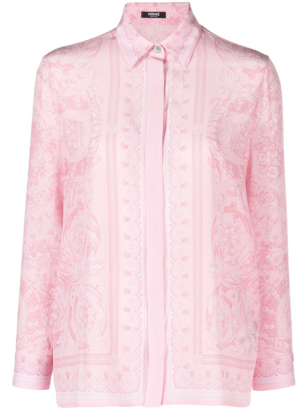 Shop Versace Shirt With Baroque Print In Pink & Purple