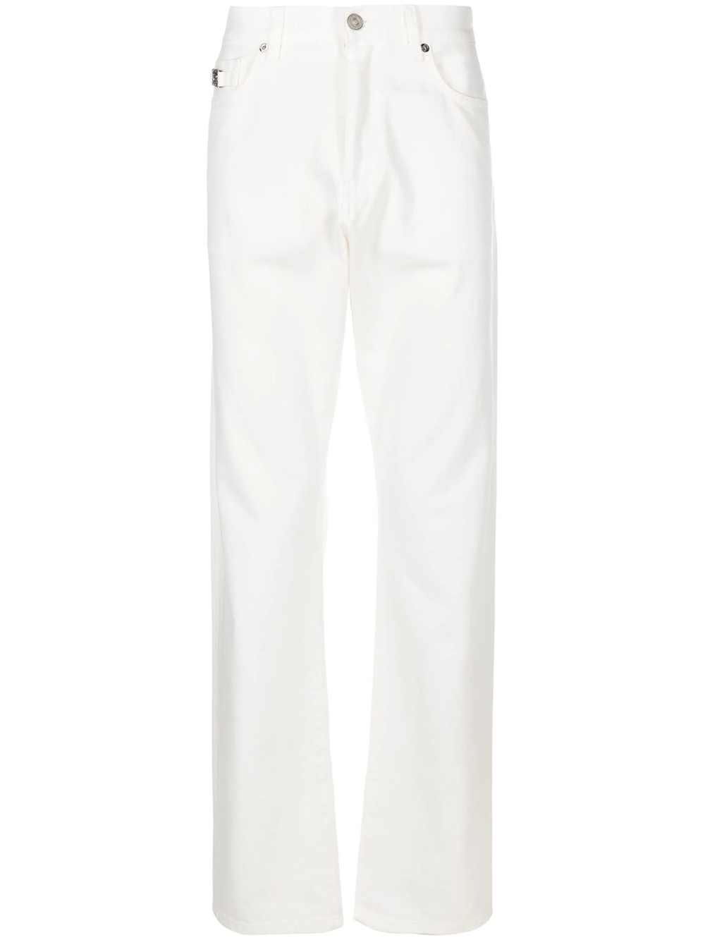 Shop Versace Medusa Straight Jeans In White