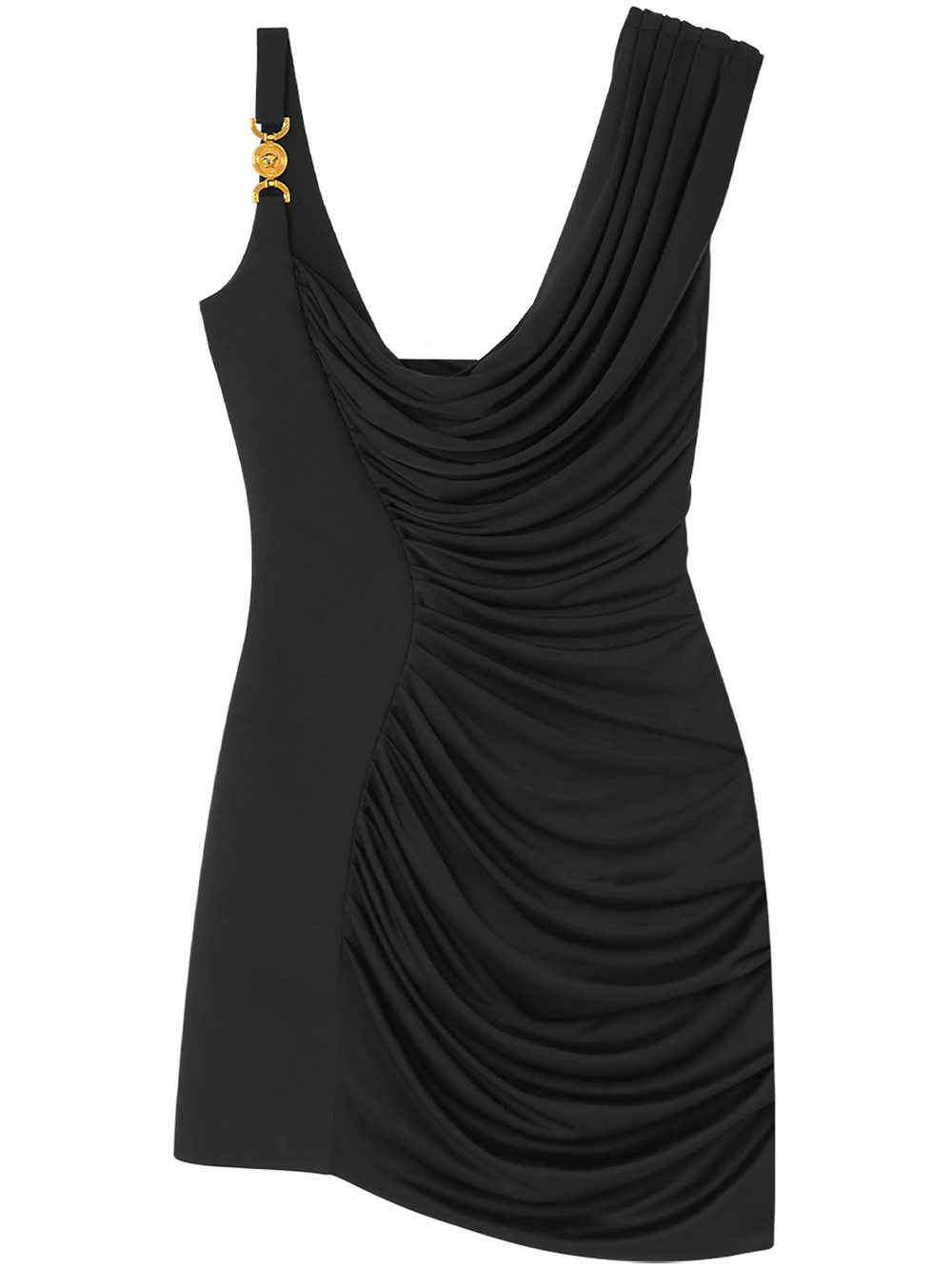 Shop Versace Medusa `95 Short Draped Dress In Black
