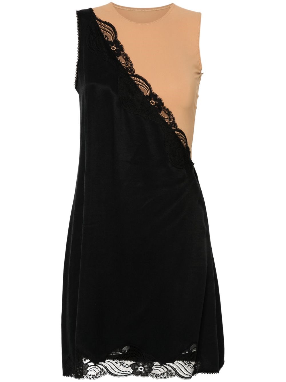 Shop Mm6 Maison Margiela Dress With Lace Trim In Black