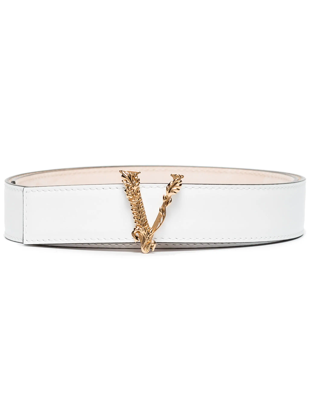 Shop Versace Belt With Virtus Buckle In White