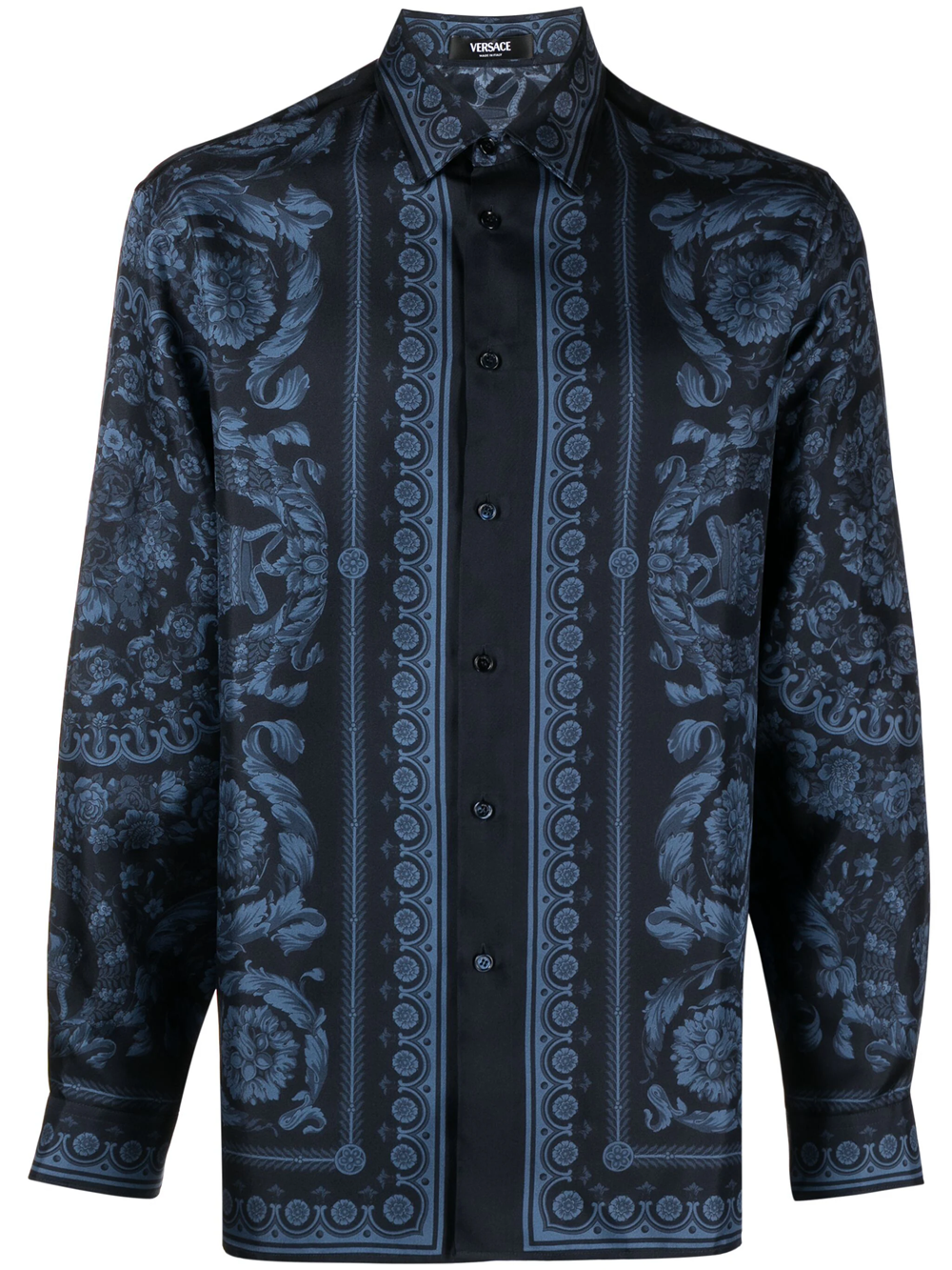 Shop Versace Barroco Shirt With Print In Blue