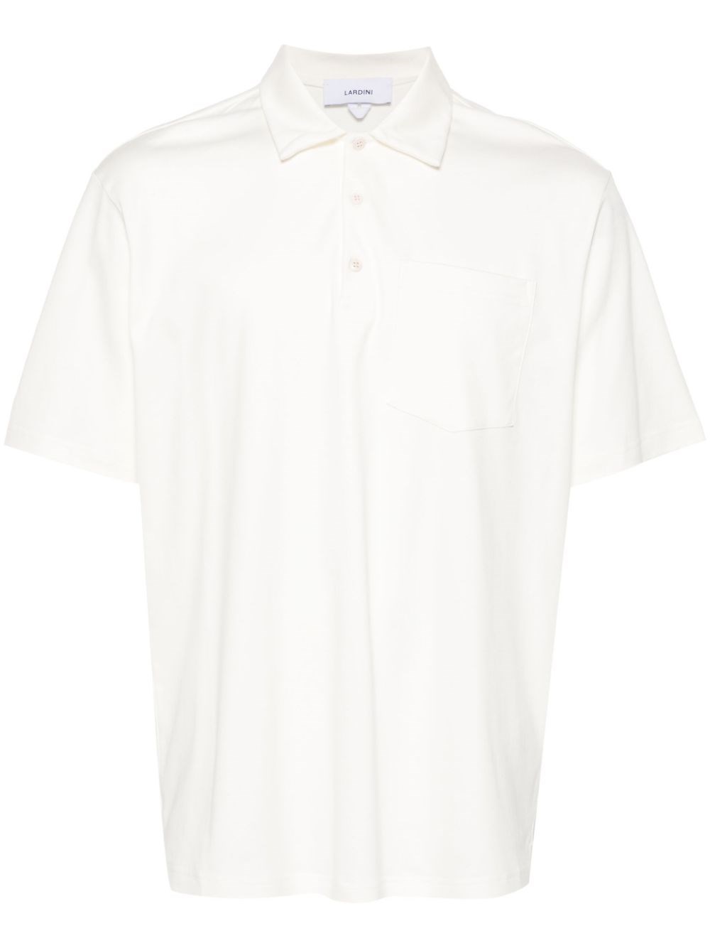 Shop Lardini Polo Shirt With Patch Pockets In White
