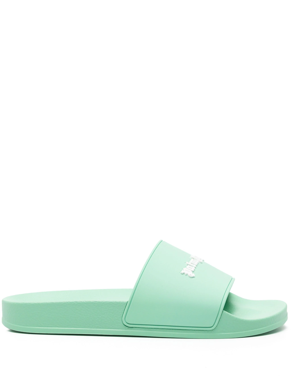Shop Palm Angels Slide Sandals With Embossed Logo In Green