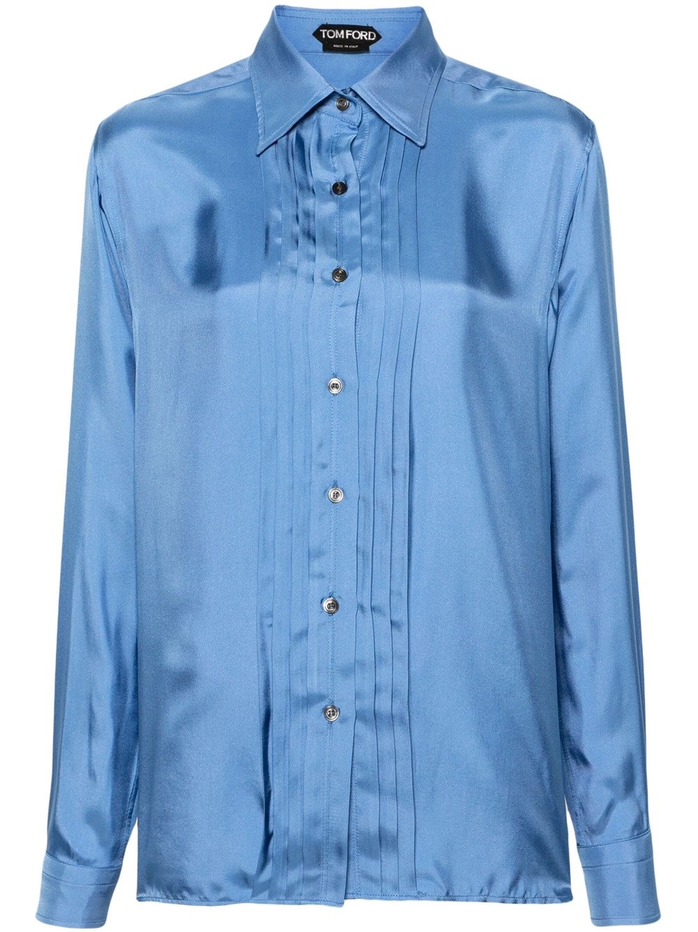 Shop Tom Ford Pleated Shirt In Blue