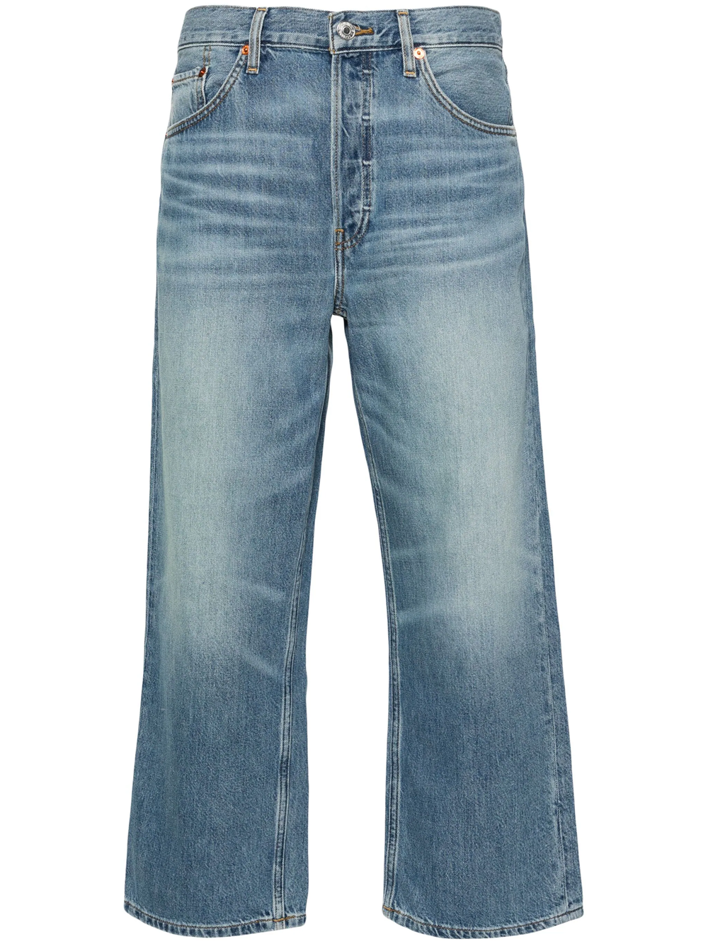 Re/done Mid-rise Cropped Jeans In Blue