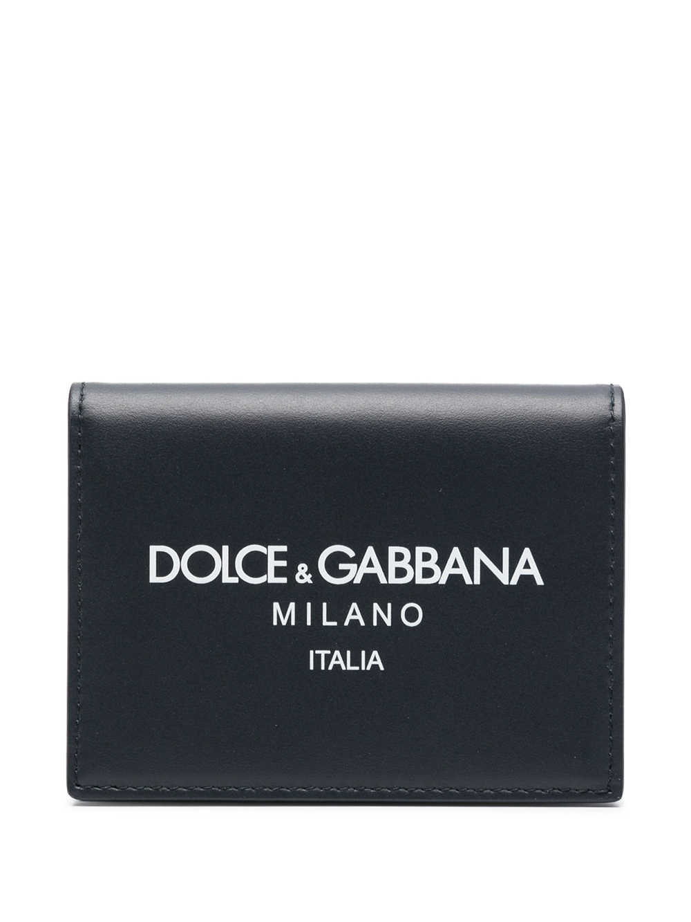 Dolce & Gabbana Leather Wallet With Logo Print In Blue