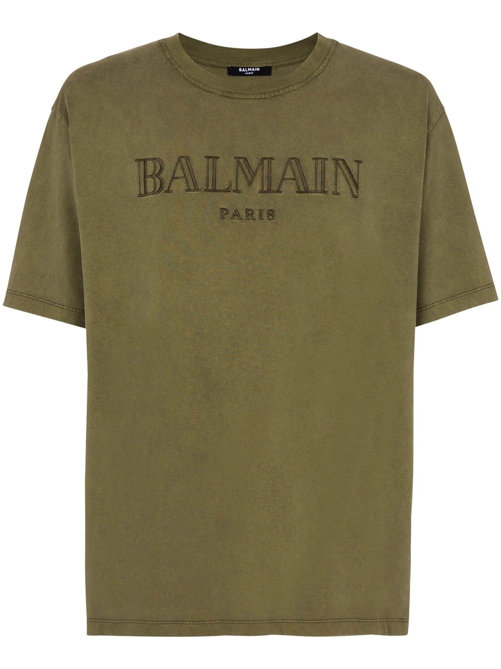 Shop Balmain T-shirt With Embroidery In Green