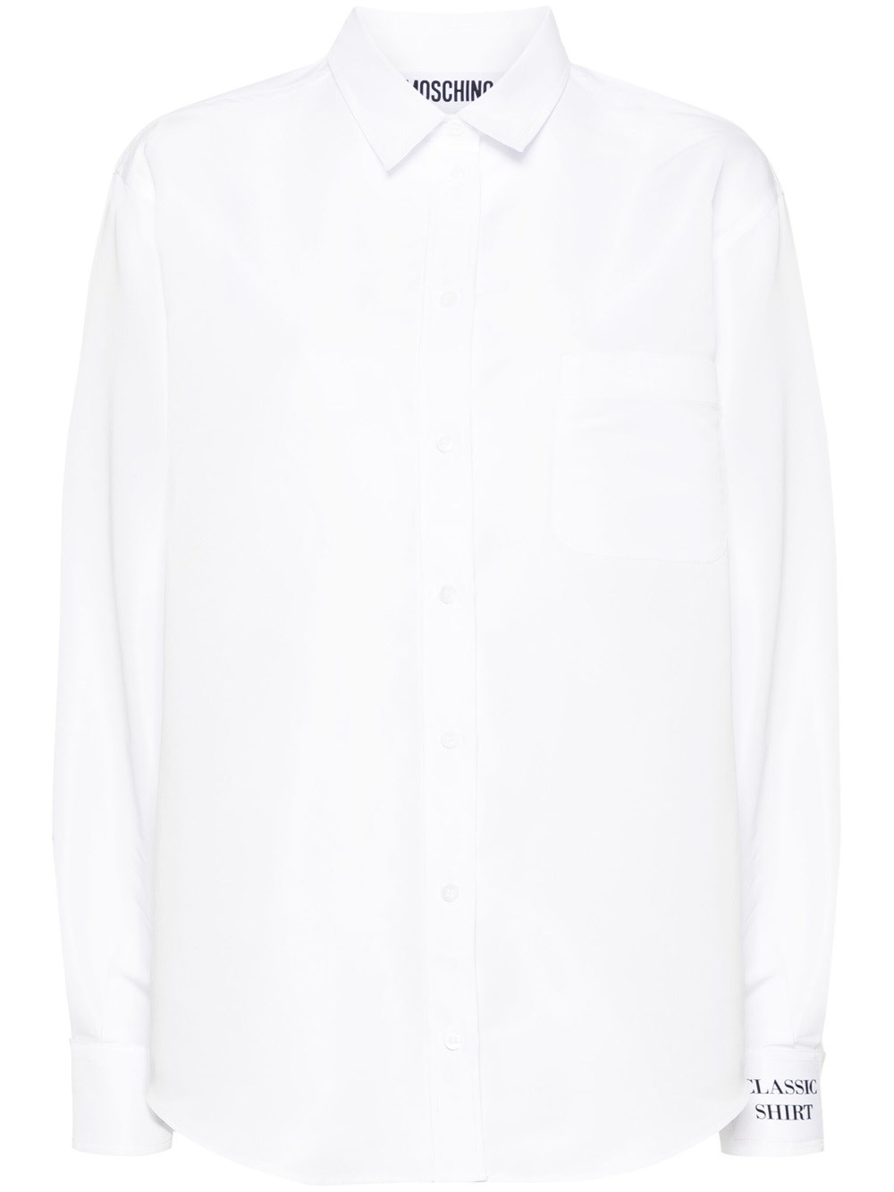 Moschino Slogan-patch Faille Shirt In White