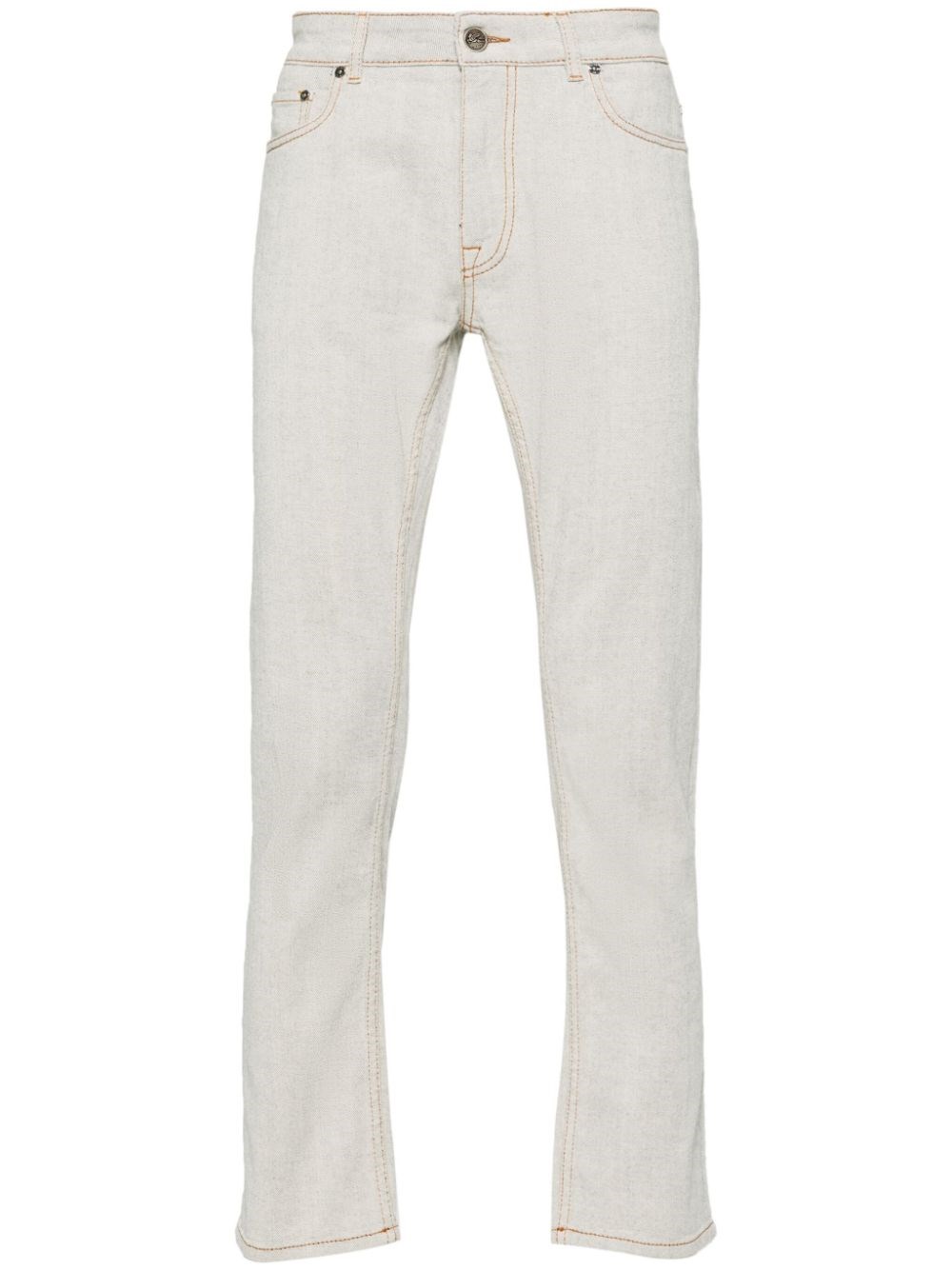 Shop Etro Slim Cotton Jeans In Grey