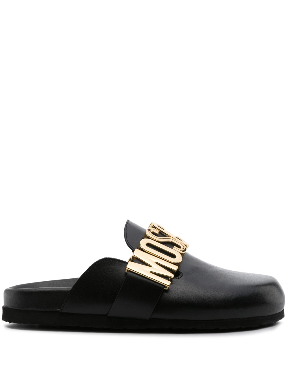 Shop Moschino Mules With Logo In Black