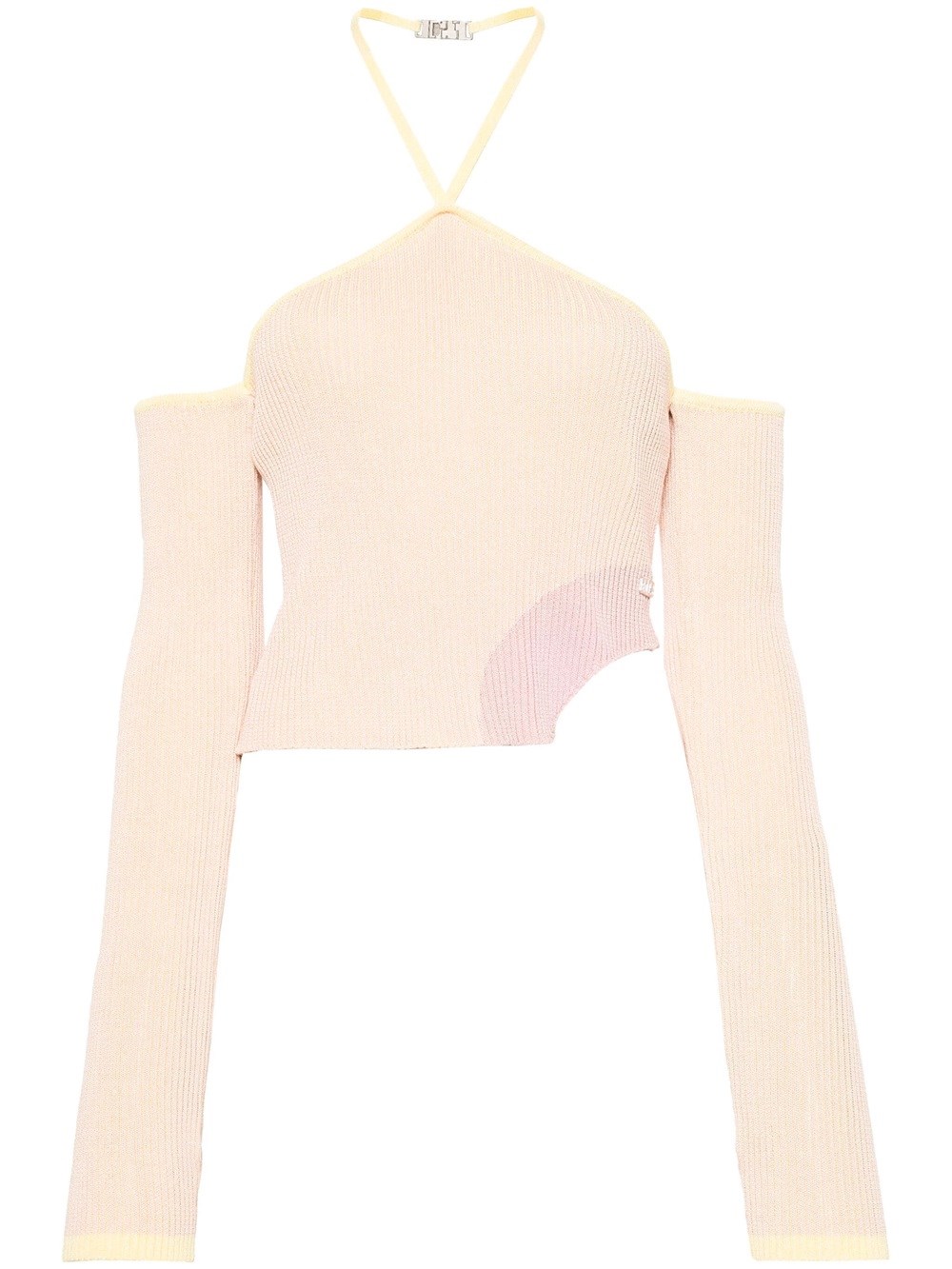 Shop Gcds Asymmetric Ribbed Comma Top In Pink & Purple