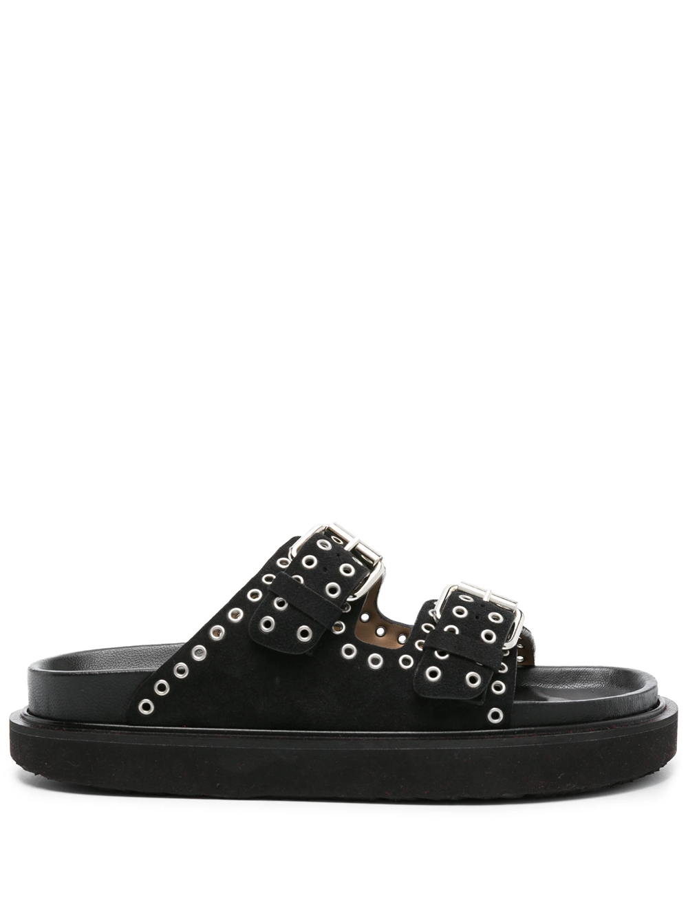 Shop Isabel Marant Lennyo Slide Sandals With Buckle In Black