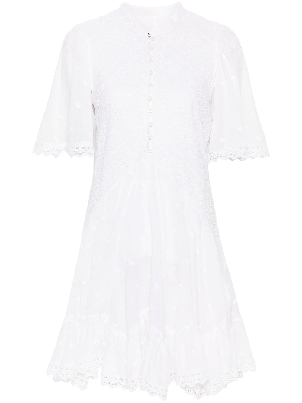 Shop Isabel Marant Étoile Short Slayae Dress In Broderie Anglaise In White