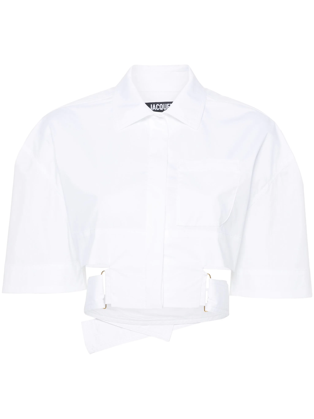 Shop Jacquemus La Chemise Courte Bari Shirt In White