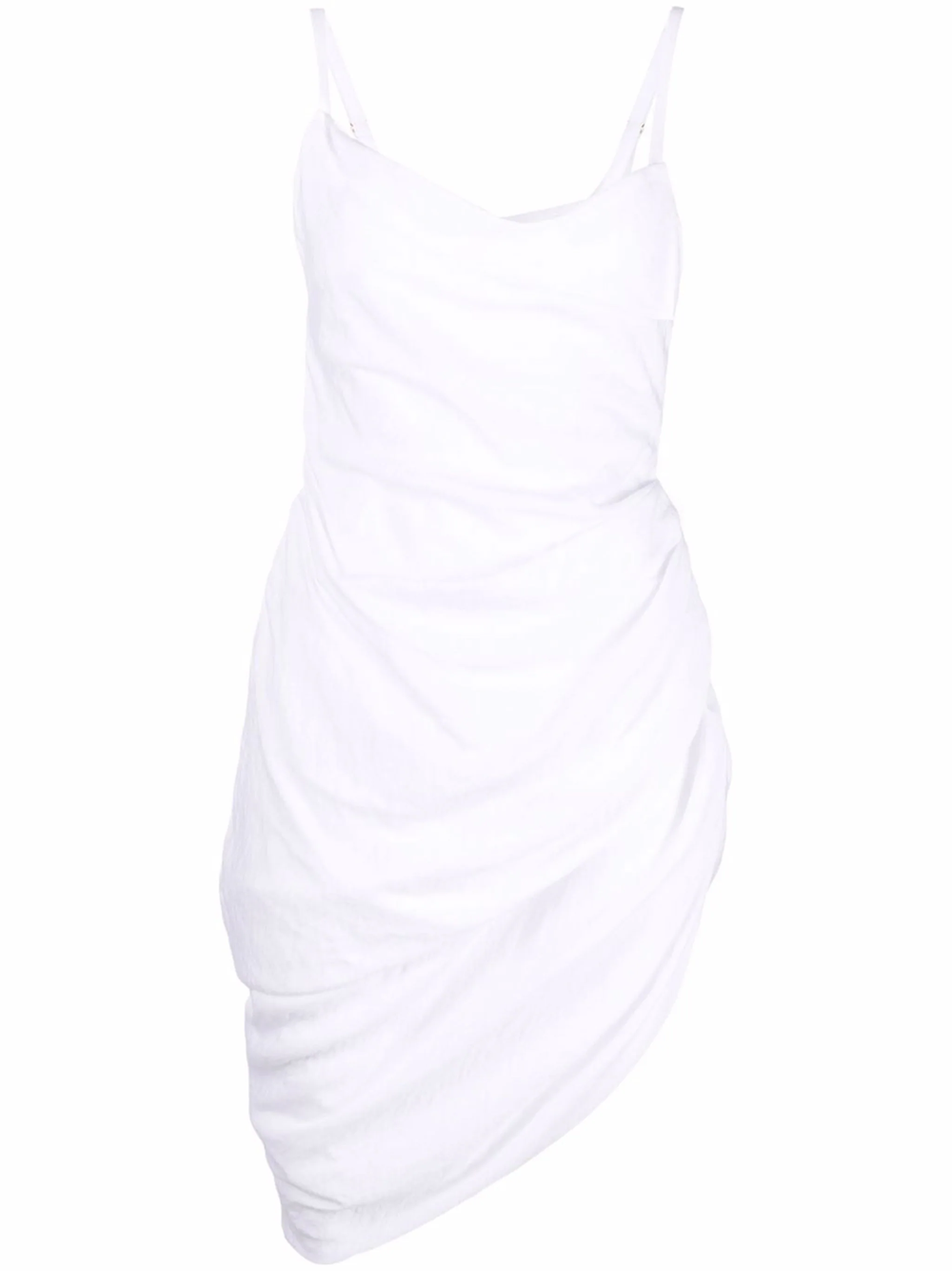 Shop Jacquemus Saudade Draped Dress In White