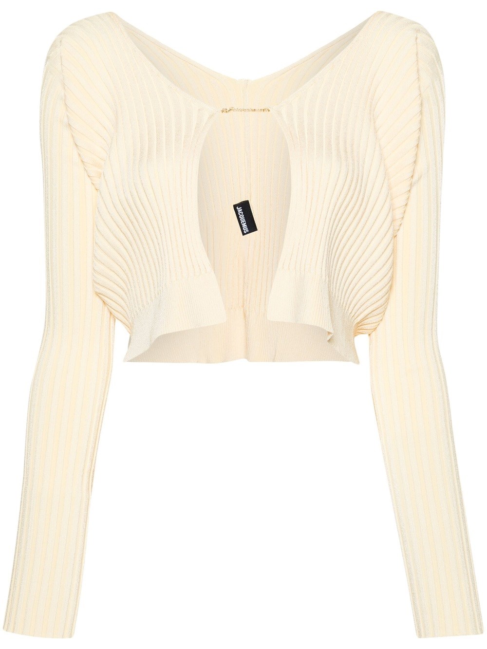 Shop Jacquemus Le Maille Pralu Ribbed Cardigan In Yellow & Orange