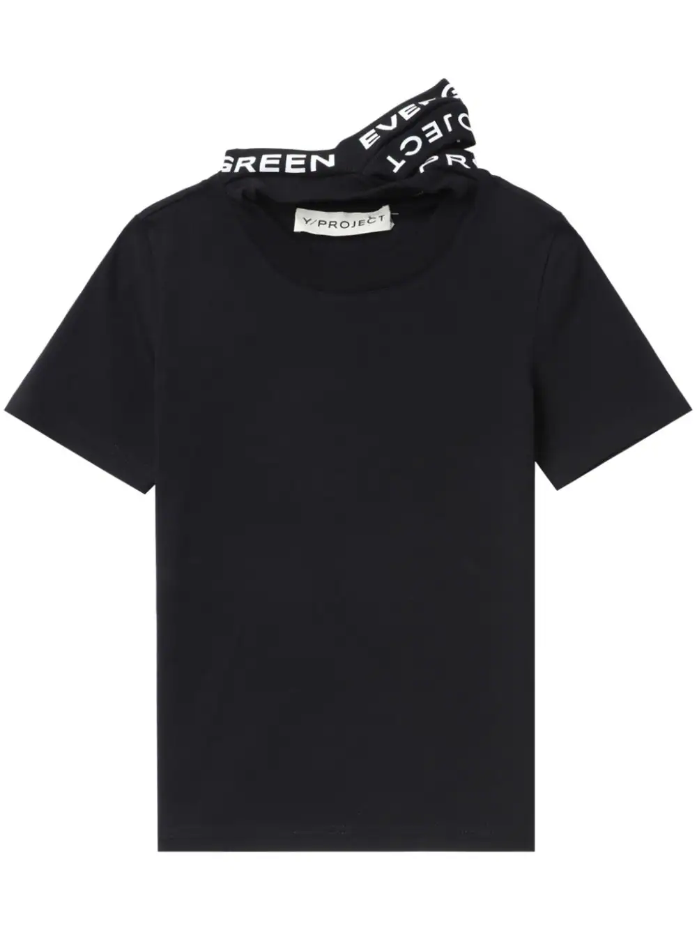 Shop Y/project T-shirt With Triple Collar And Logo Print In Black