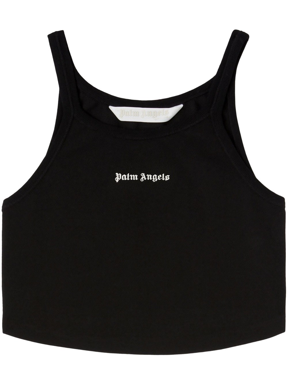 Shop Palm Angels Crop Top With Print In Black