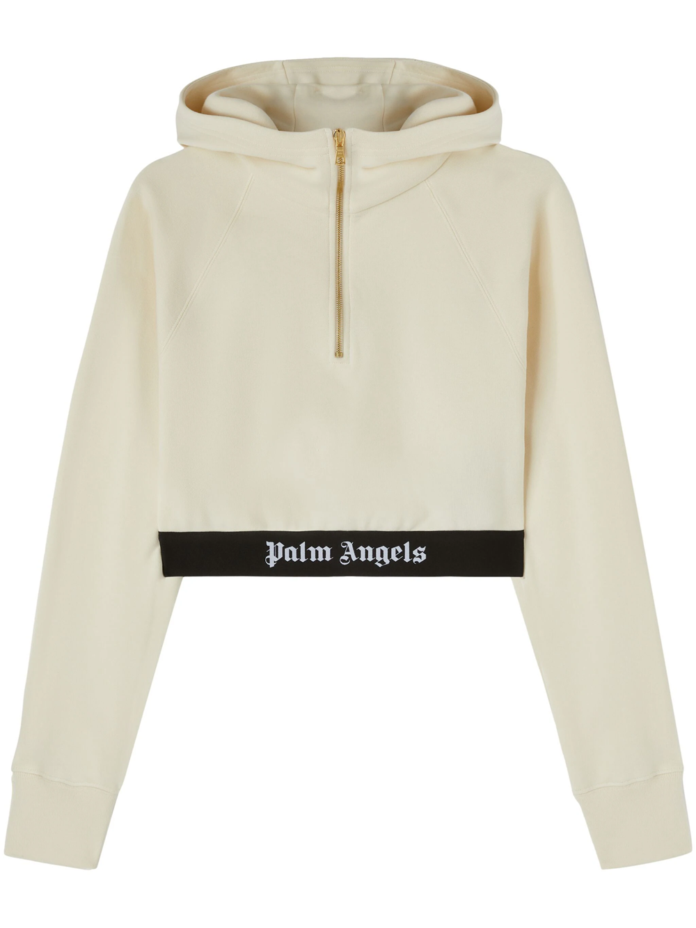 Shop Palm Angels Sweatshirt With Cropped Logo Band In White
