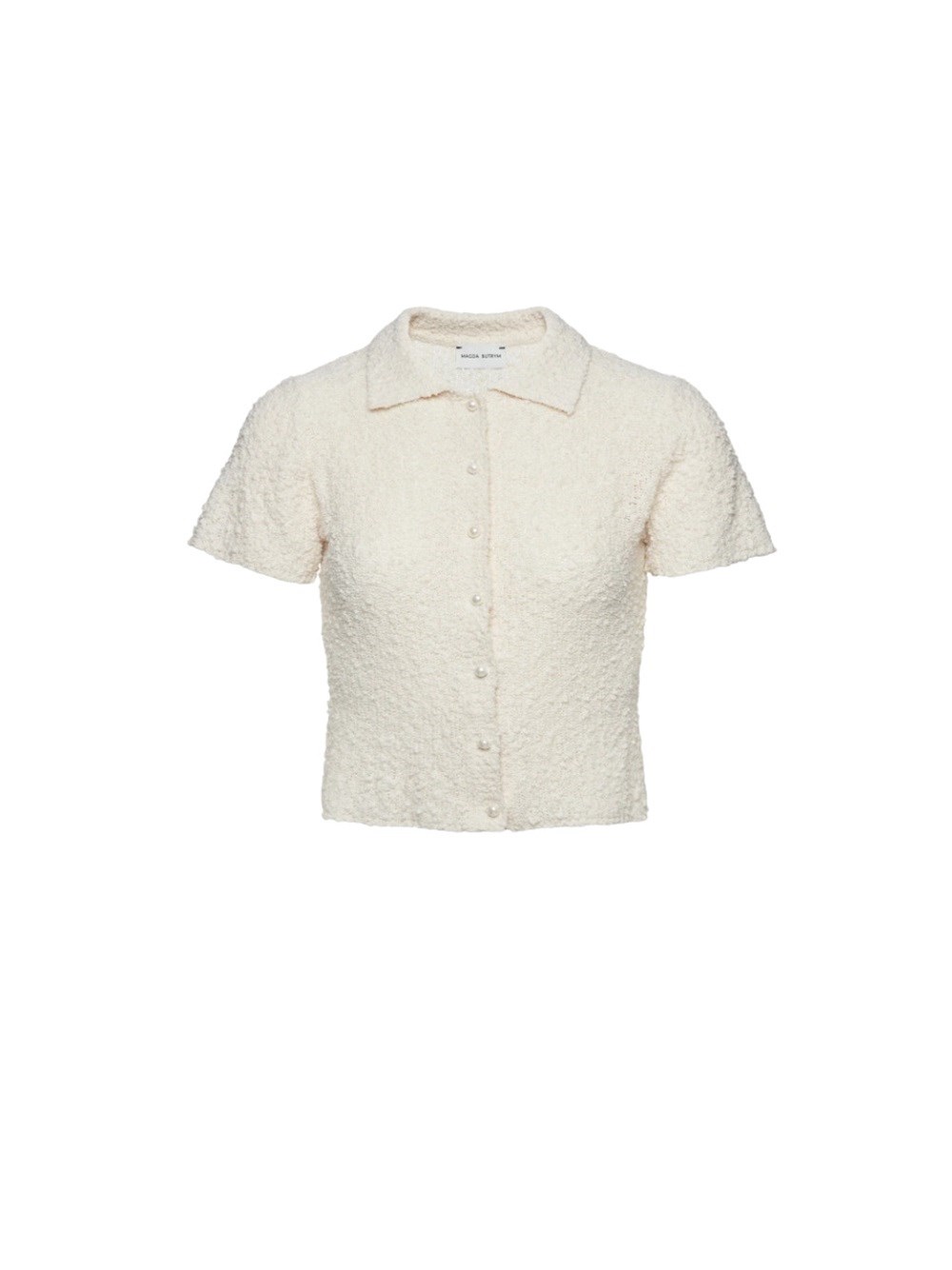 Shop Magda Butrym Cream-colored Bouclé Knit Button-up Shirt In Nude & Neutrals