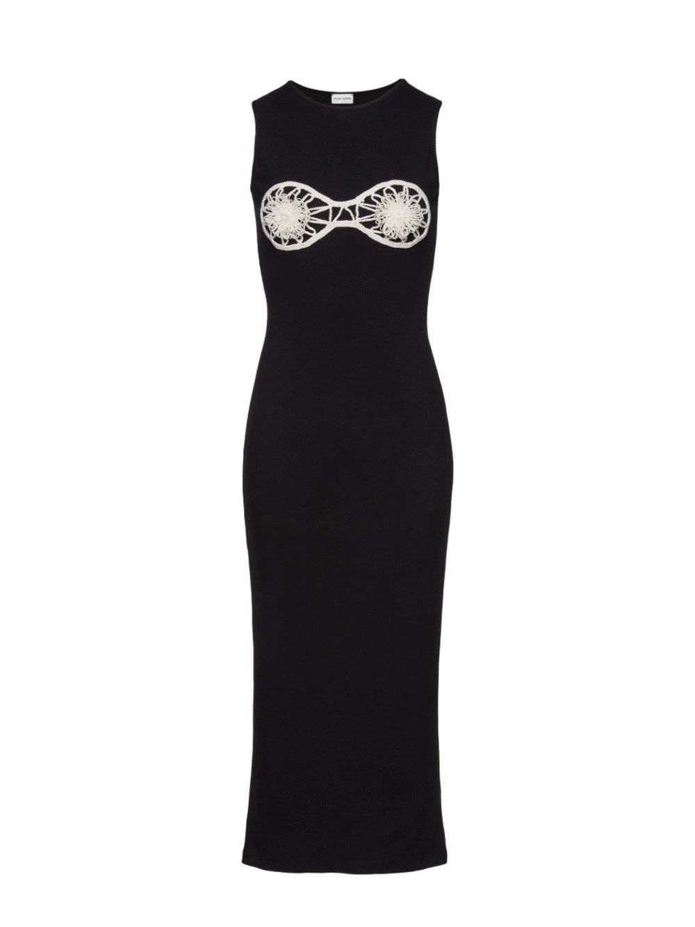 Shop Magda Butrym Cotton Tank Dress With Crochet Bra In Black
