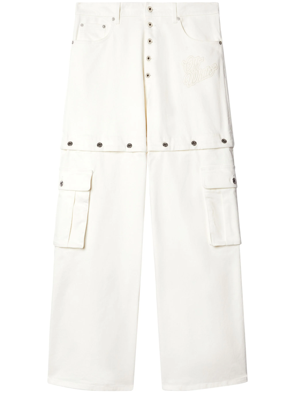 Shop Off-white Wide Jeans With Logo In White