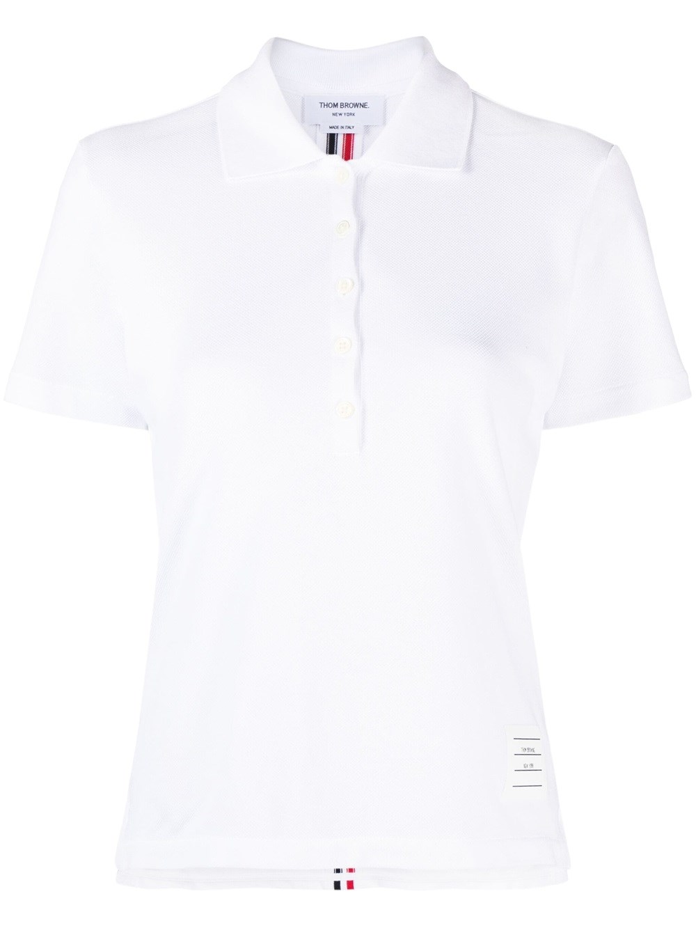 Shop Thom Browne Polo Shirt With Striped Detail In White