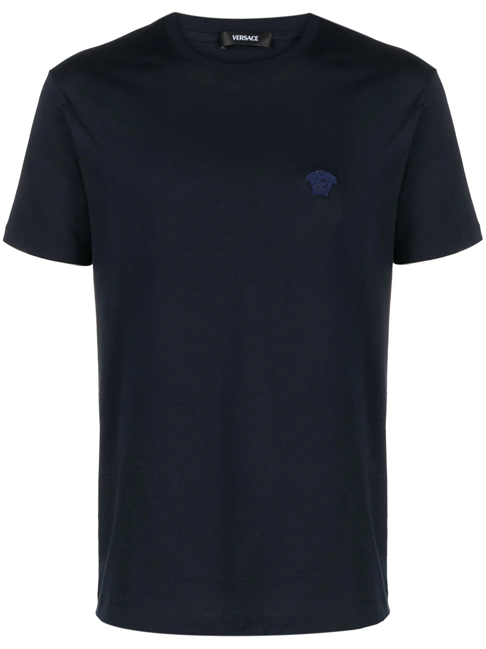 Shop Versace T-shirt With Medusa Embroidery In Blue