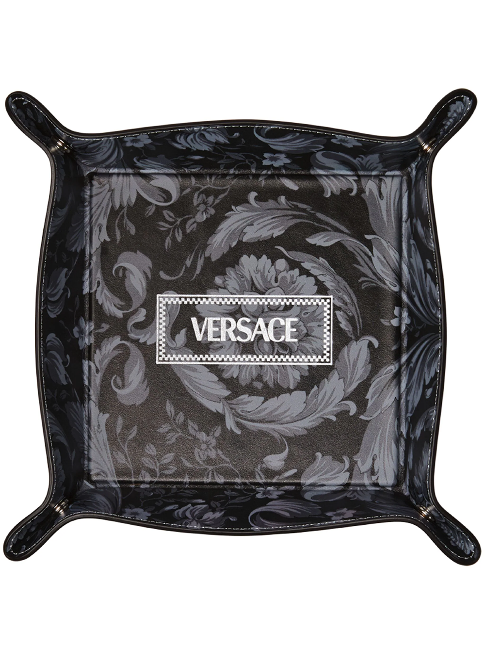 Shop Versace Tray With Print In Grey