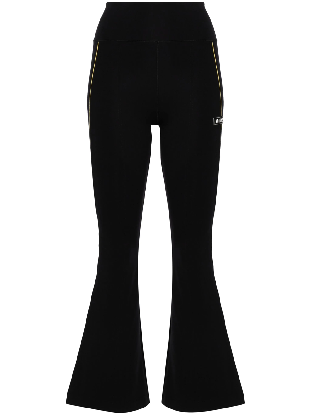 Shop Versace Flared Leggings With Appliqué In Black