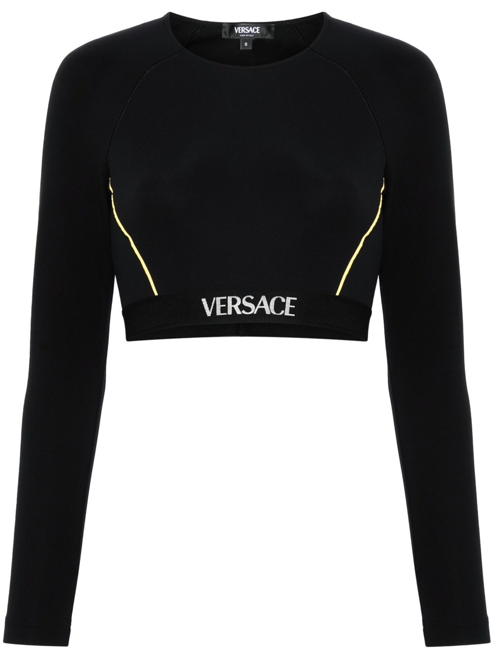 Shop Versace Sports Top With Logo Band In Black
