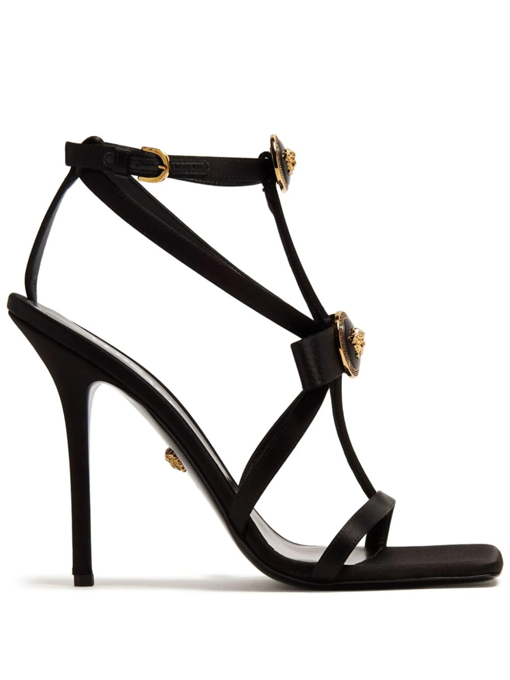 Shop Versace Gianni Ribbon 110mm Sandals In Black