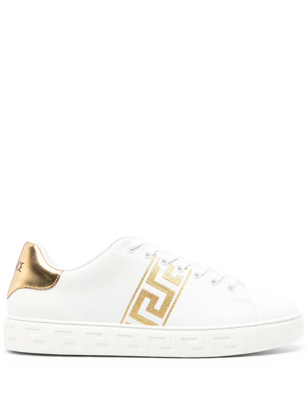 Shop Versace Sneakers With Embroidery In White