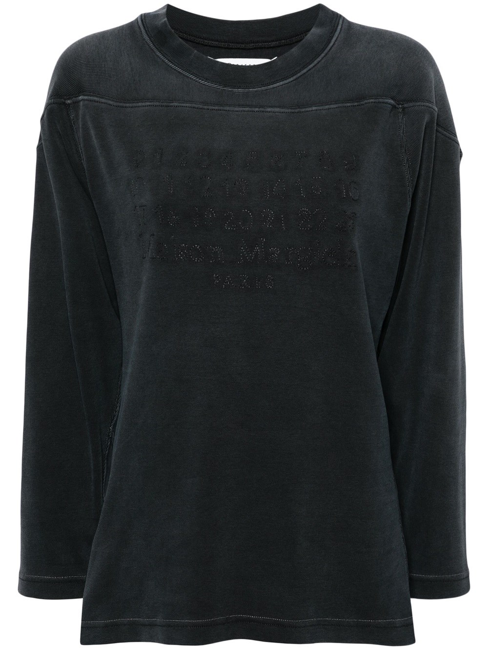 Shop Maison Margiela Cotton Sweatshirt With Number Application In Black