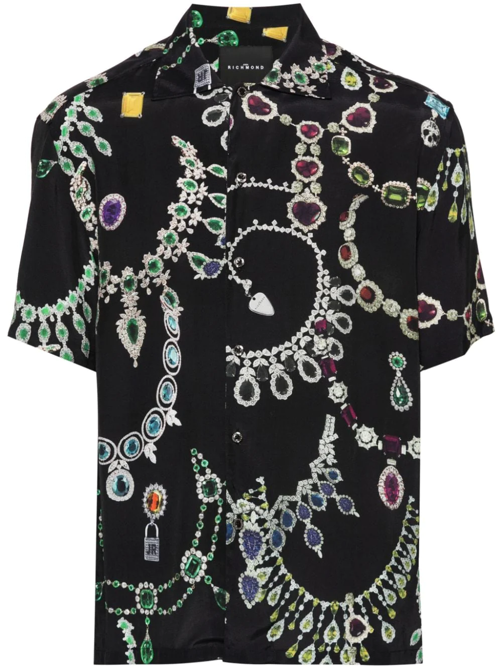 Shop John Richmond Black Shirt With Jewelery Print