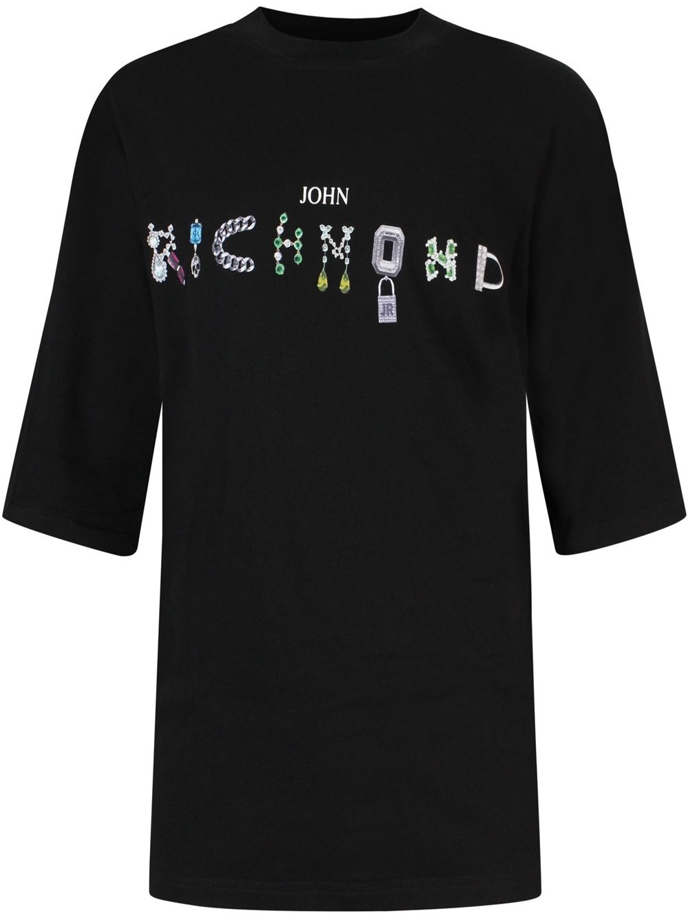 Shop John Richmond Black T-shirt With Central Logo