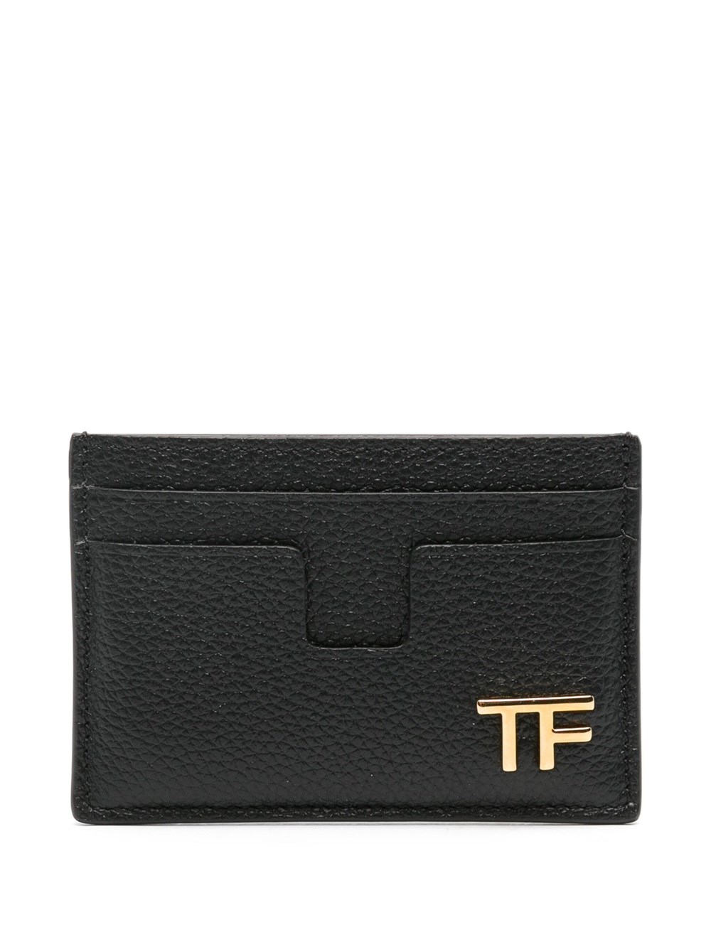 Shop Tom Ford Leather Card Holder With Logo Plaque In Black