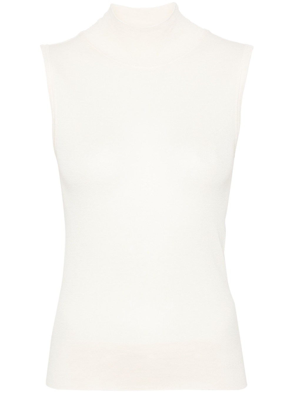 Shop Lemaire Sleeveless Knitted Top With Mock Neck In Nude & Neutrals