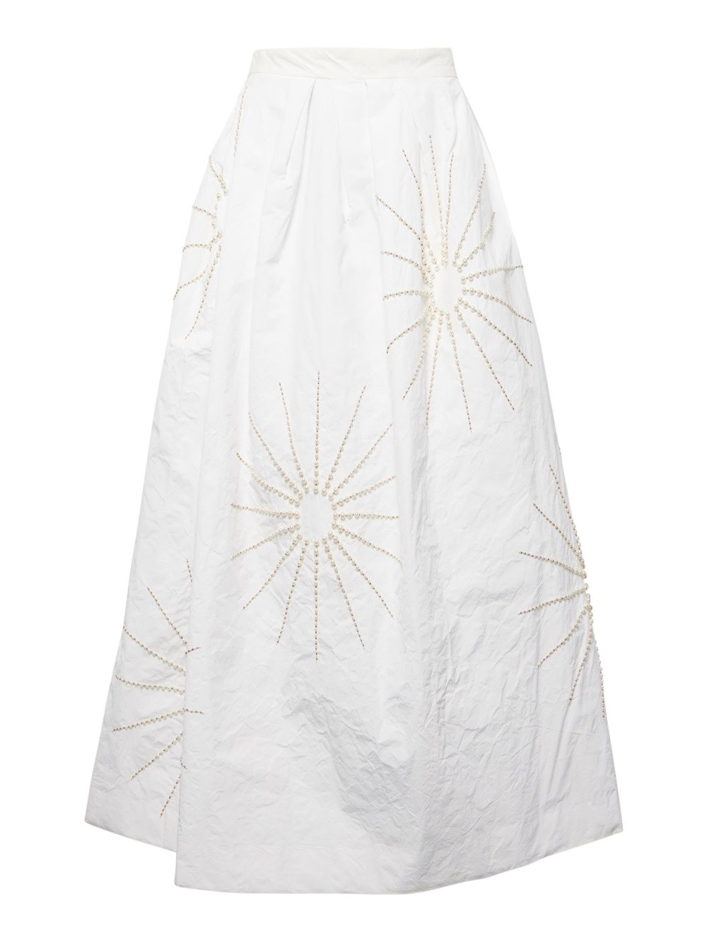 Dries Van Noten Soni Starburst Embroidered Pleated Midi Skirt In White
