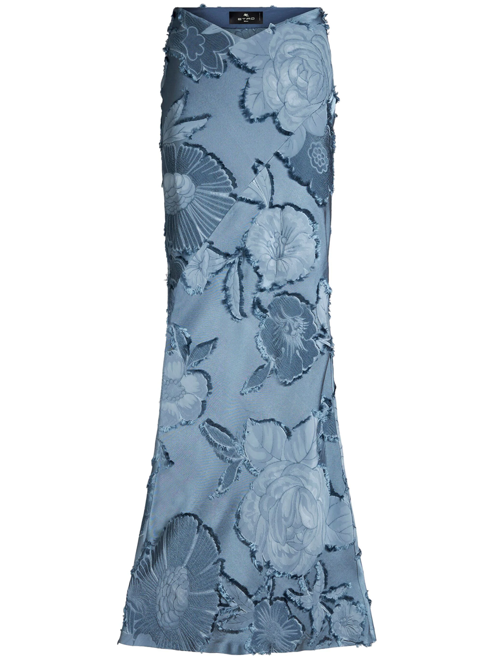 Shop Etro Long Jacquard Floral Skirt In Blue