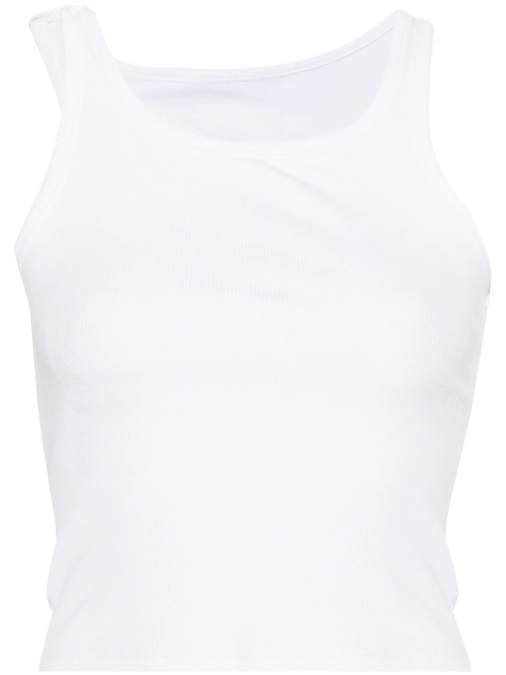 Shop Mm6 Maison Margiela Ribbed Crop Tank Top In White