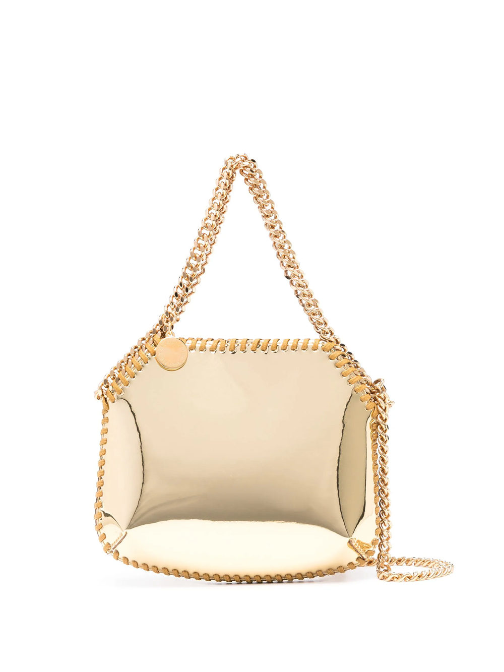 Shop Stella Mccartney Falabella Mini Shoulder Bag In Metallic