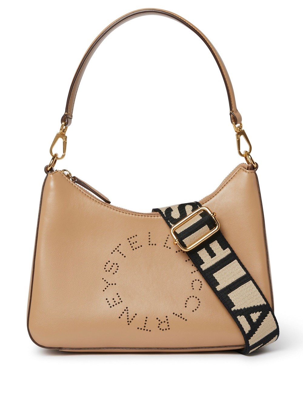 Shop Stella Mccartney Small Logo Shoulder Bag In Nude & Neutrals