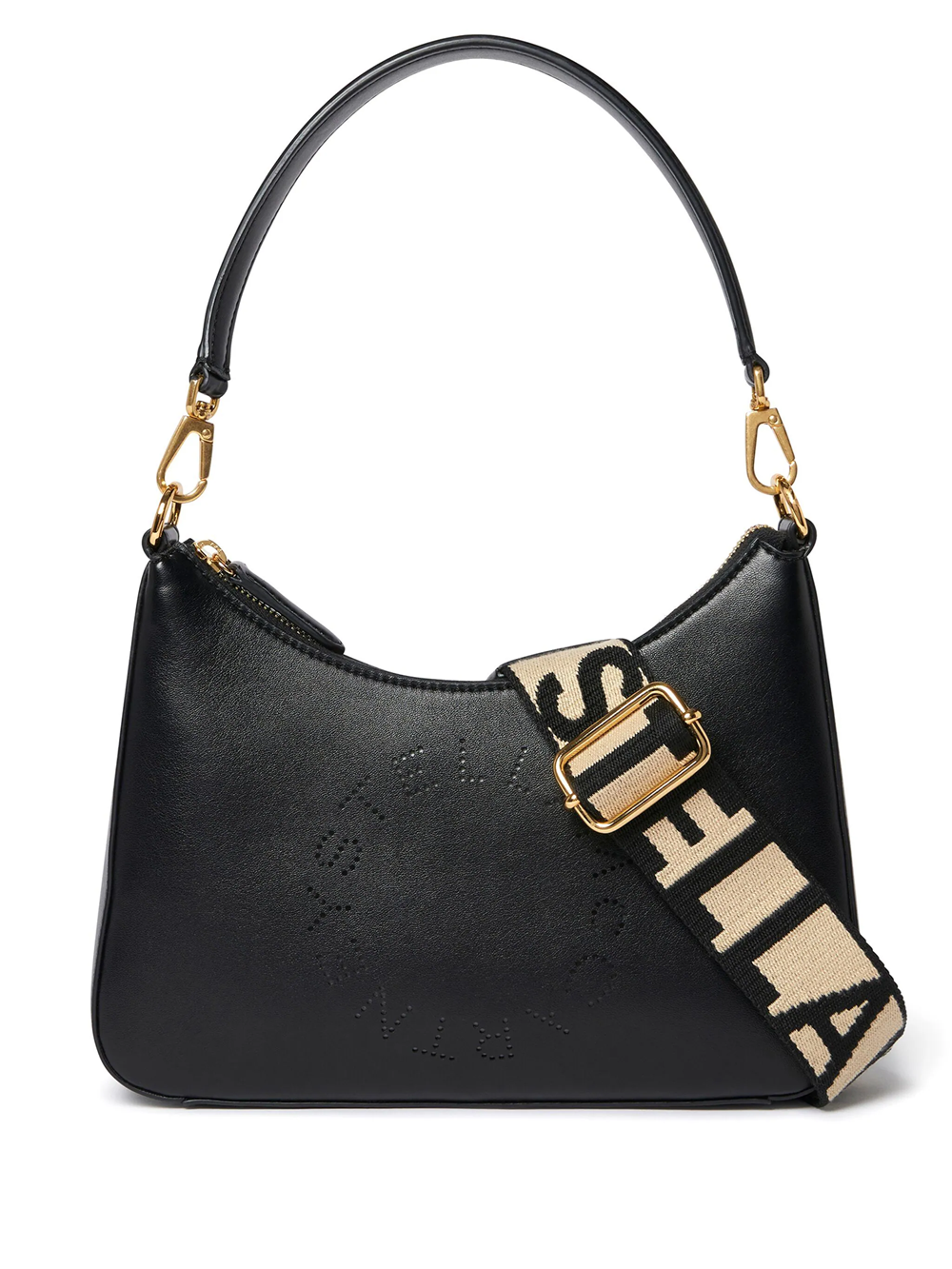 Shop Stella Mccartney Small Logo Shoulder Bag In Black