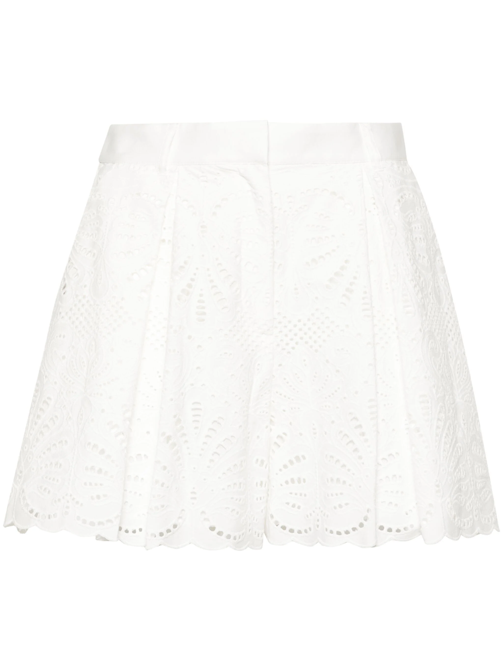 Shop Self-portrait Broderie Anglaise Shorts In White