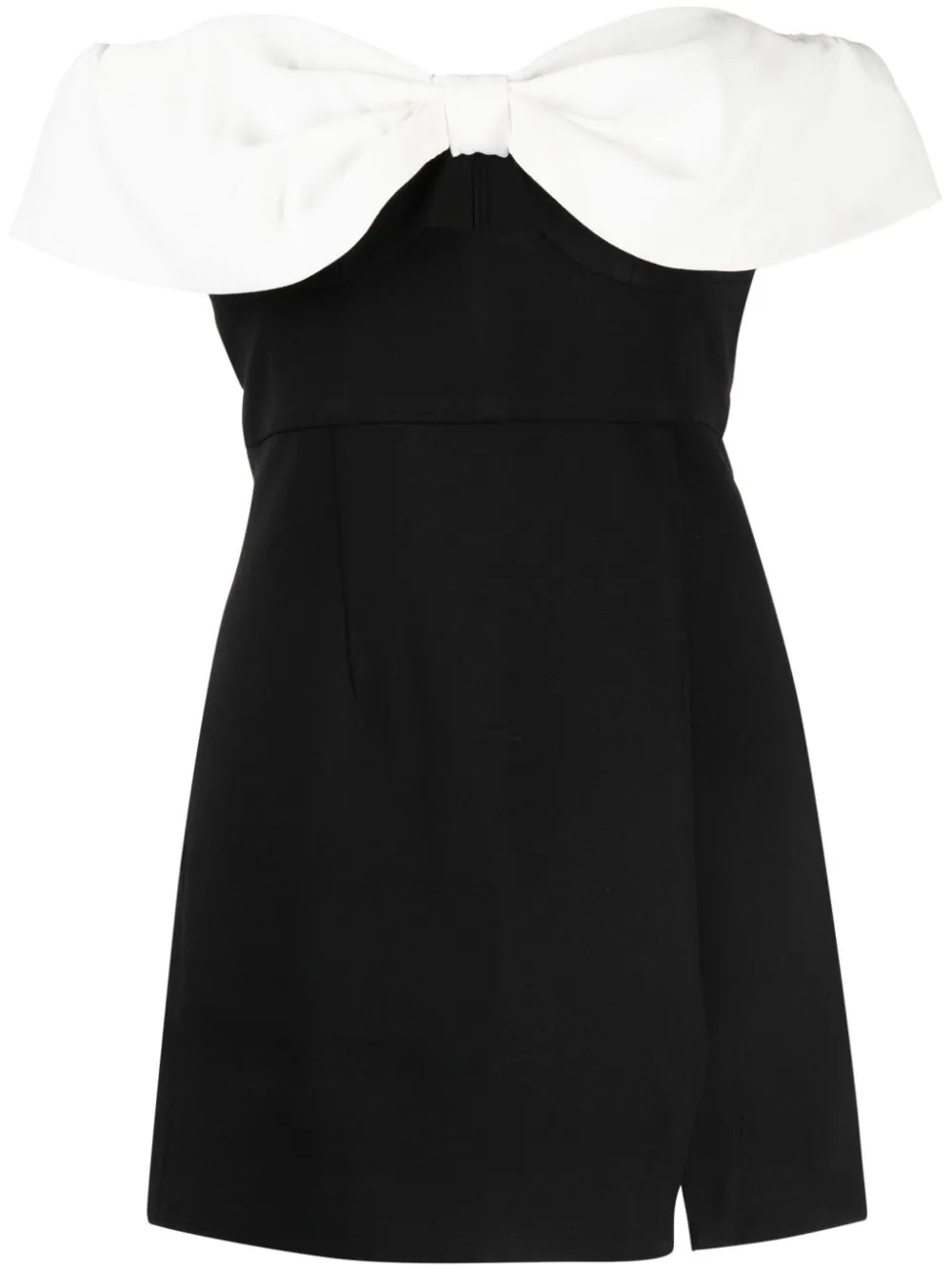 Shop Self-portrait Minidress With Off-the-shoulder And Bow Edges In Black