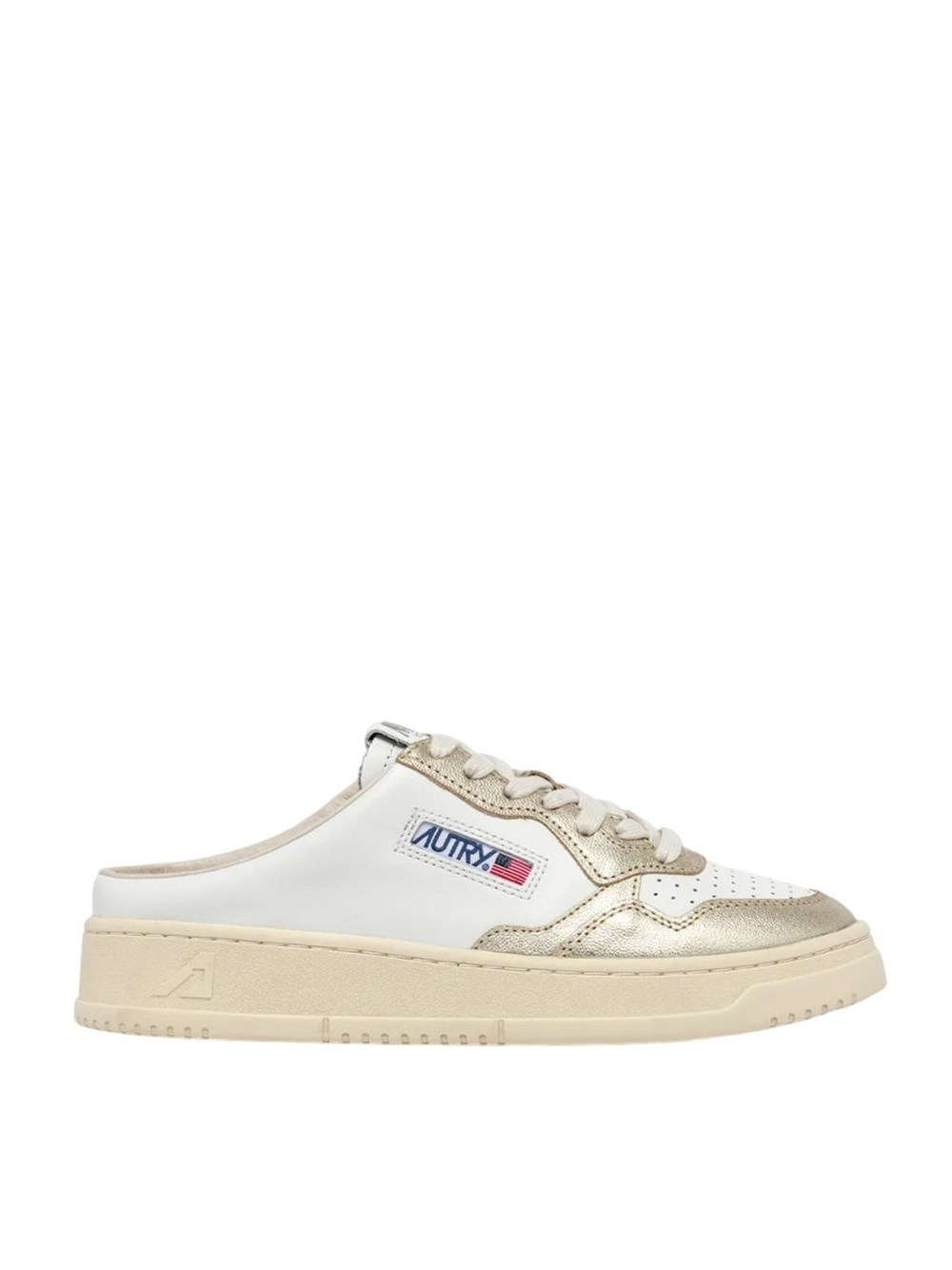 Shop Autry Mule Low Sneakers In White And Platinum Leather