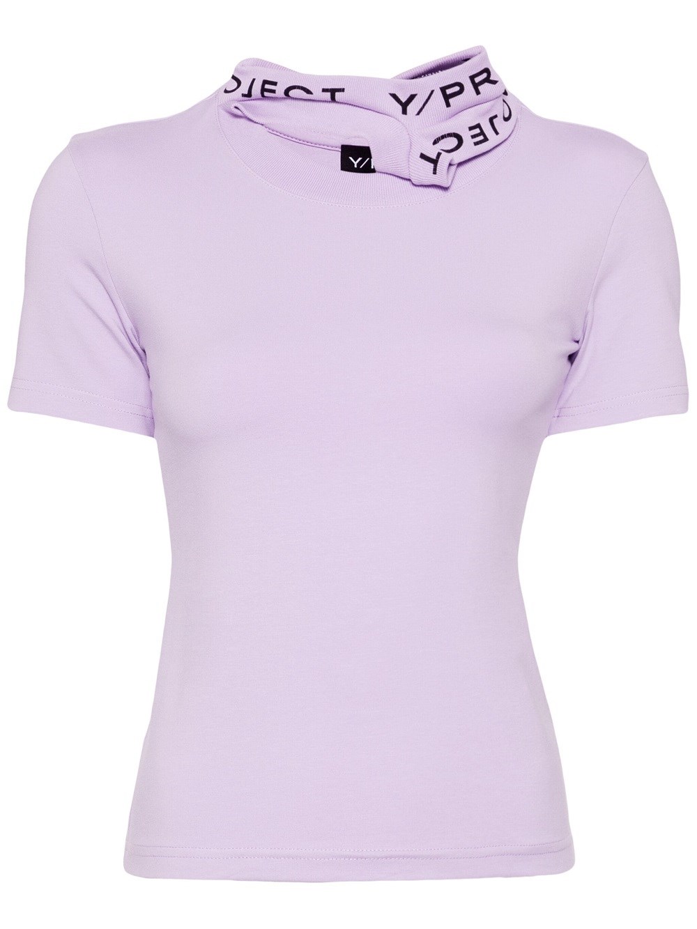Shop Y/project Jersey T-shirt With Logo Print Collar In Pink & Purple
