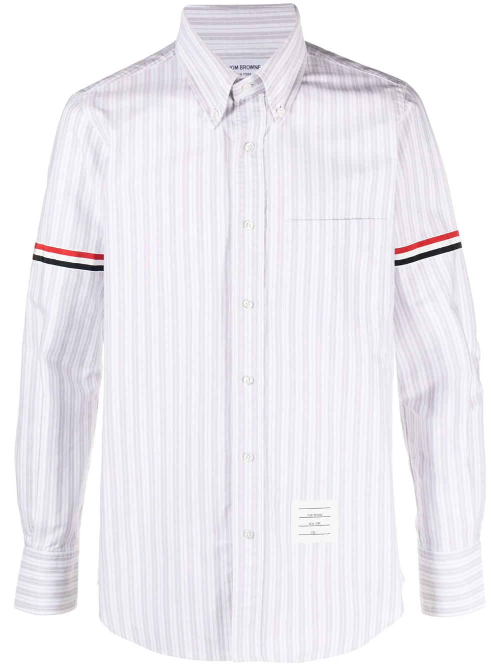 Shop Thom Browne Striped Oxford Shirt In Grey